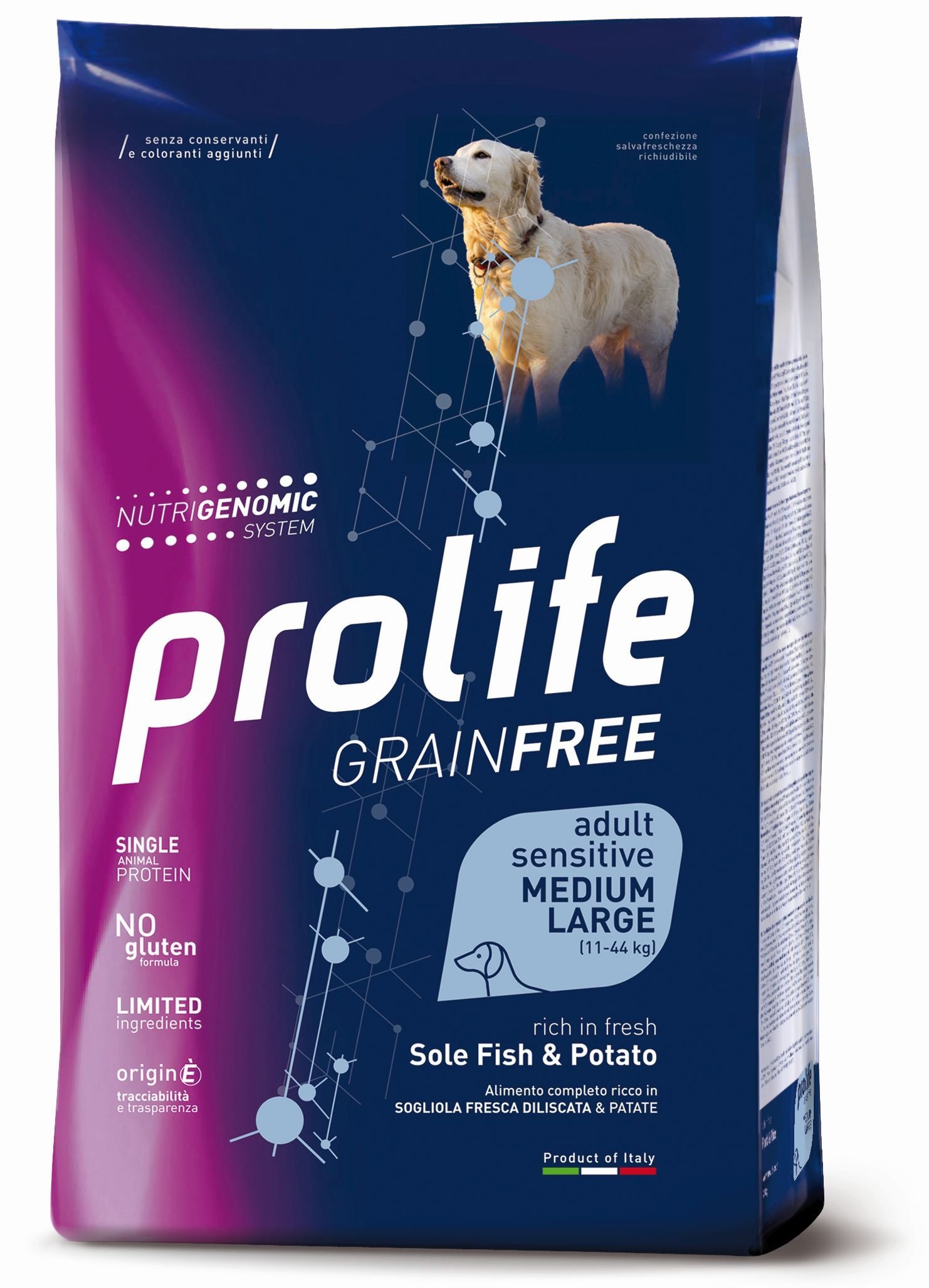 Prolife Grain Free Adult Sensitive Sole Fish & Potato Cane Adulto 10 kg Prolife Grain Free Adult Sensitive Sole Fish & Potato Cane Adulto 10 kg